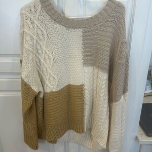 Women’s L Patchwork cable Knit Sweater